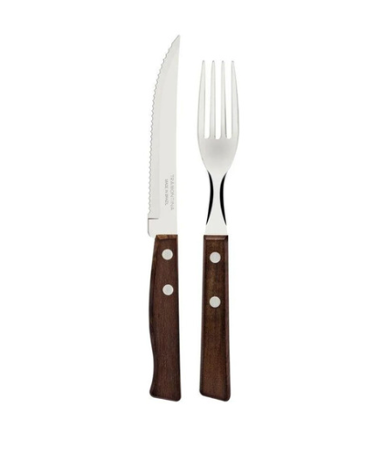 SET CUBIERTOS 12PZAS M/MADERA CHURRASCO
