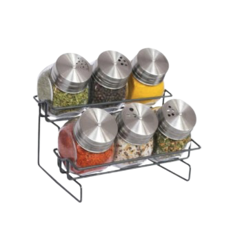 SET x6  ESPECIEROS C/RACK ACERO INOX HUDSON