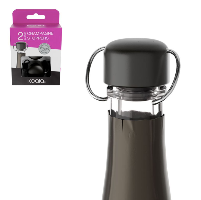 SET X 2 TAPONES CHAMPAGNE NEGRO  KOALA