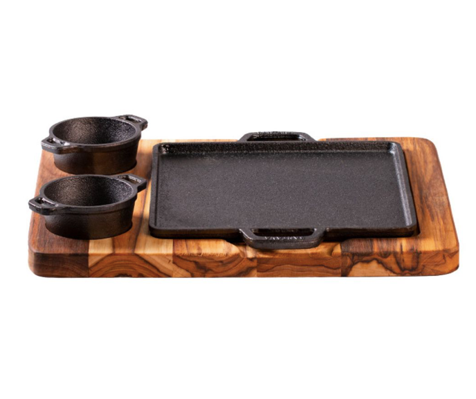 PLANCHA C/ASA HIERRO + 2 DIPS BASE MADERA 24X22 SANTANA.
