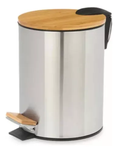 RECIPIENTE RESIDUOS C/PEDAL ACERO T/BAMBU 5LT BERILO
