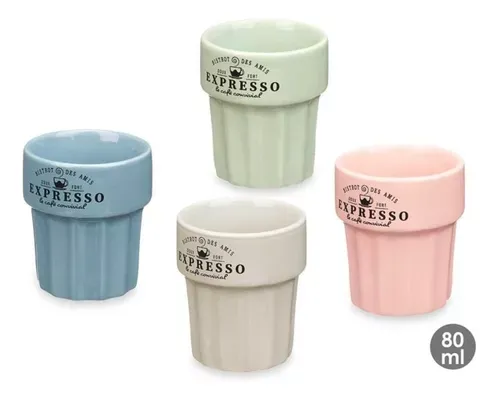 VASO EXPRESSO 80ML COL PASTEL