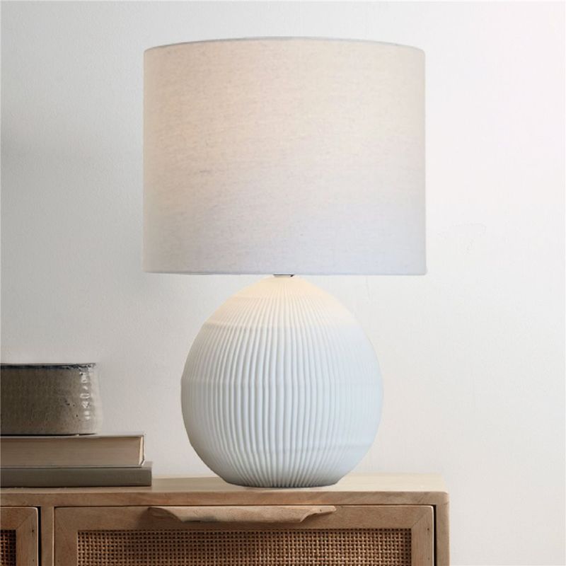 LAMPARA DE MESA CERAMICA  34X51 LINEAS BLANCA