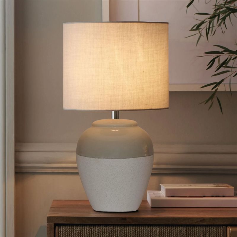 LAMPARA DE MESA CERAMICA 28X34 BLANCO/BEIGE