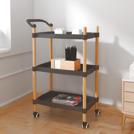 MESA AUX C/3 ESTANTES C/RUEDA NEGRA  BERTA B