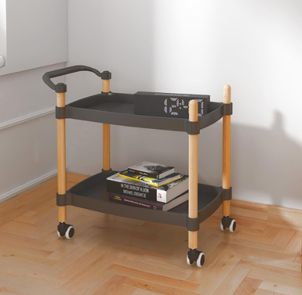 MESA AUX C/2 ESTANTES C/RUEDA NEGRO BERTA B