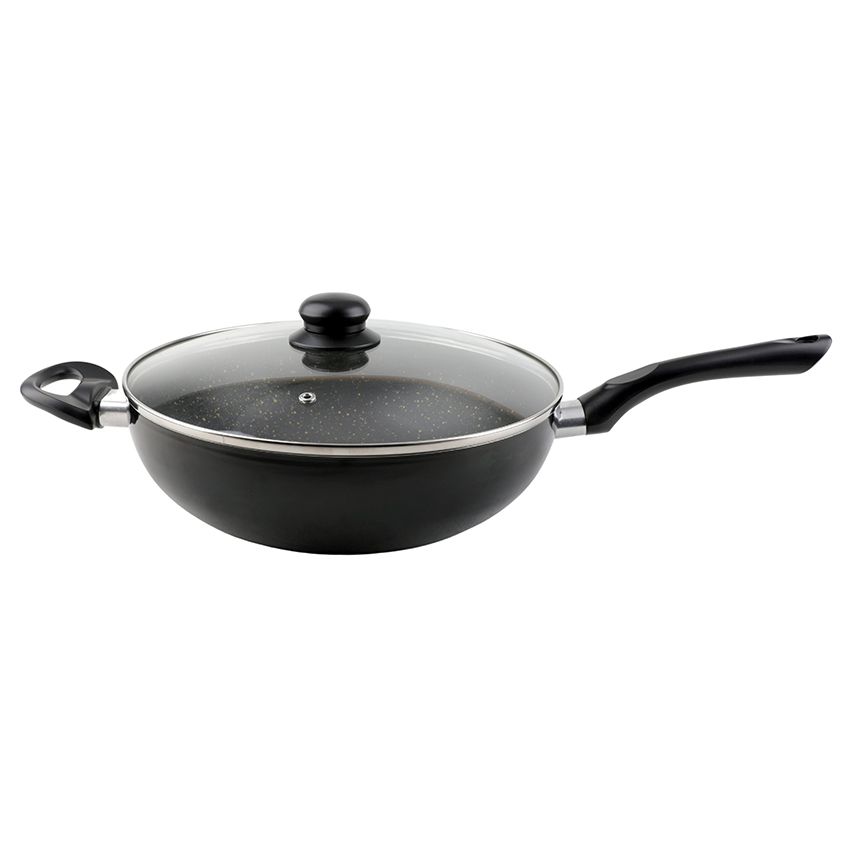 WOK MOD.BLACK 28CM  CUORI