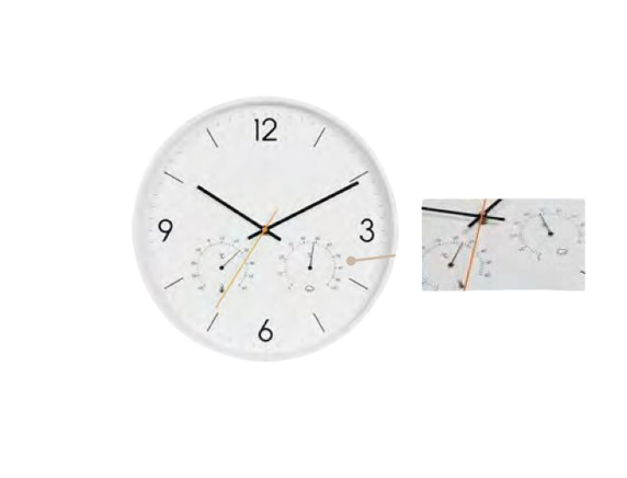 RELOJ DE PARED C/TERMOMETRO Y HUMEDAD BLANCO