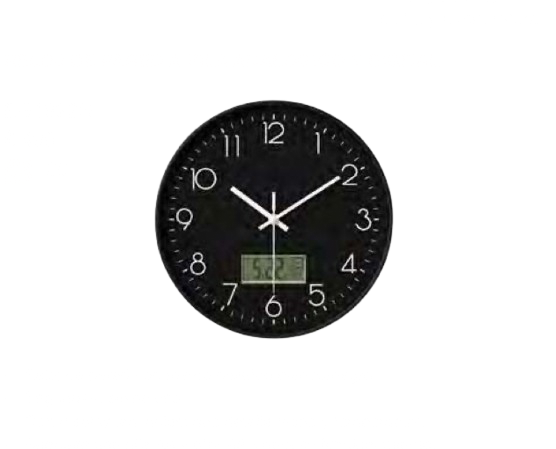 RELOJ DE PARED ANALOGICO Y DIGITAL NEGRO