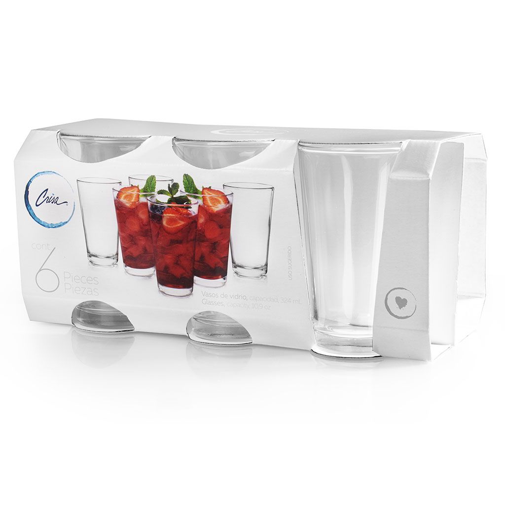 SET X6 VASO AGUA 318ML CAVANA CRISA