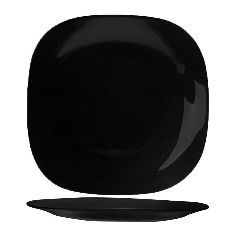 PLATO POSTRE  SEMI-CUADRADO OPALEX NEGRO 22CM