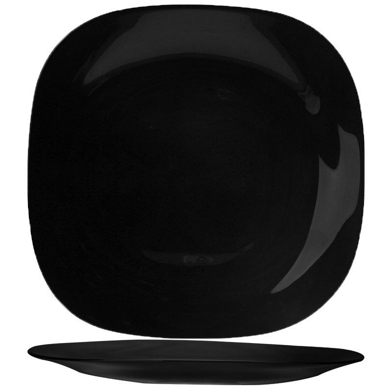 PLATO LLANO SEMI-CUADRADO OPALEX NEGRO 28CM