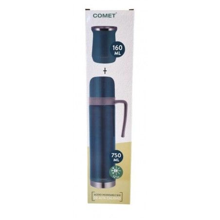 COMBO COMET TERMO 1LT+ MATE 160ML AZUL PETROLEO
