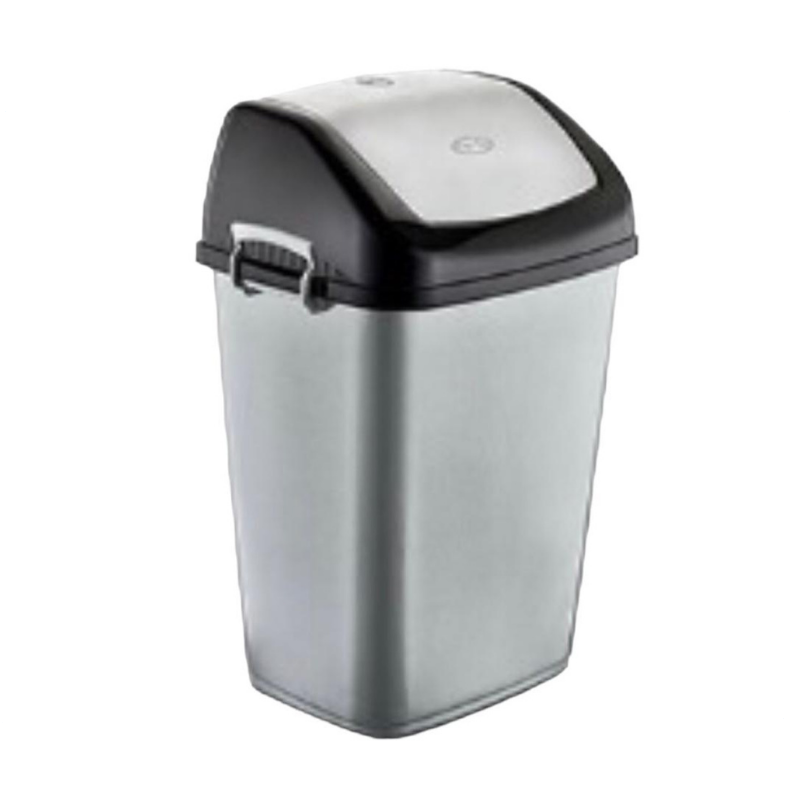 PAPELERA RECT  C/TAPA 50LTS POLY TIME