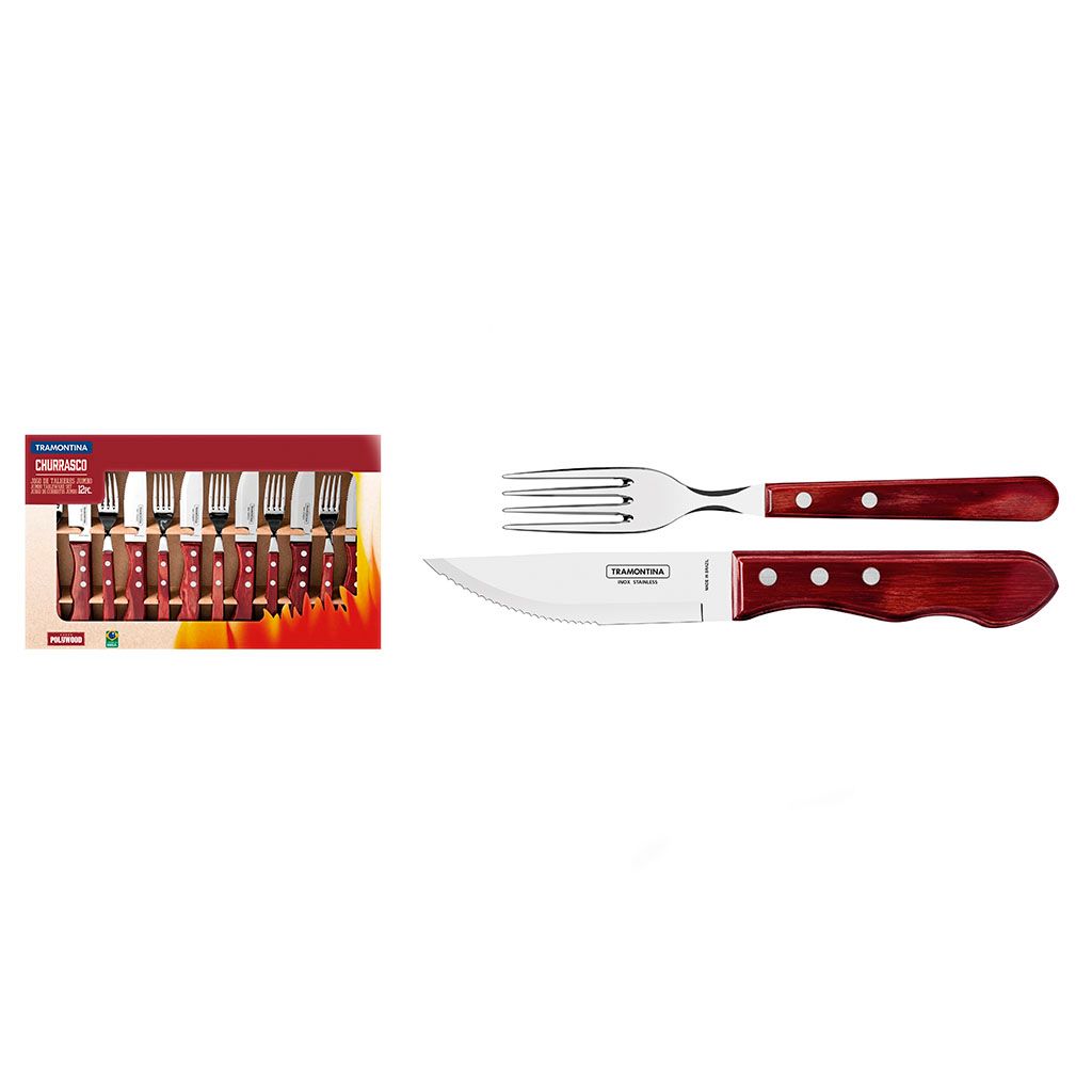 SET ASADO 12PZAS JUMBO POLYWOOD TRAMONTINA