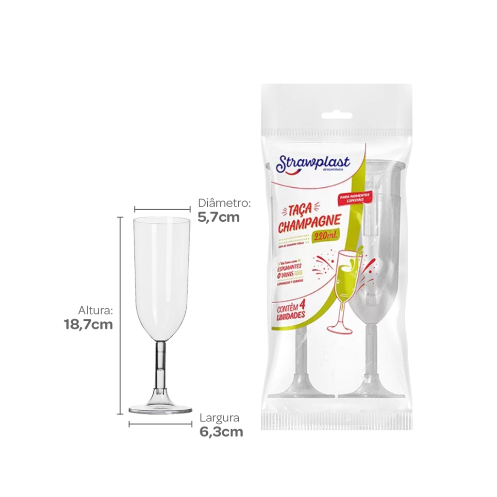 COPA 220ML FLAUTA TPTE STRAWPLAST