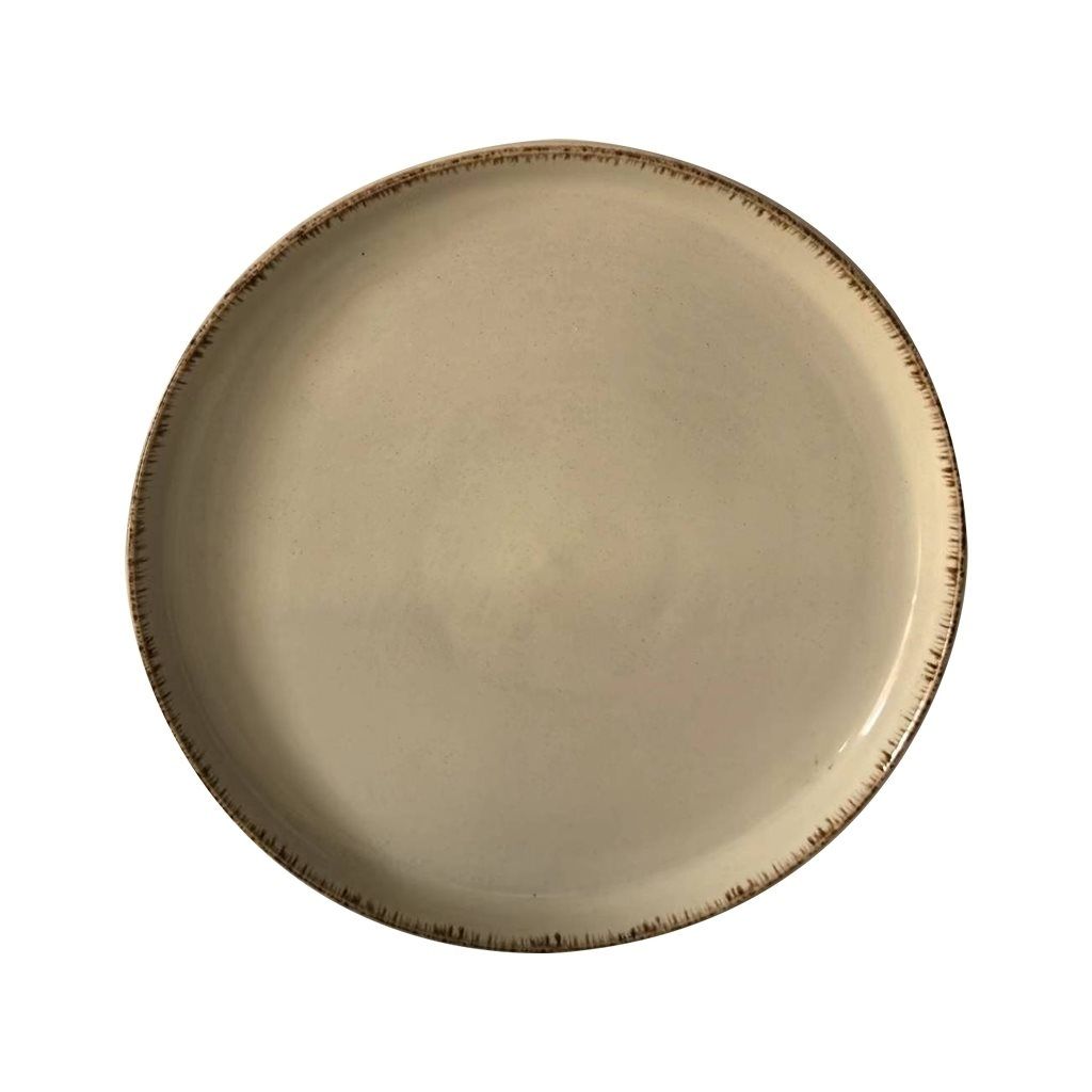 PLATO MESA 27CM BEIGE BORDE MARRON LOZA SELECTA
