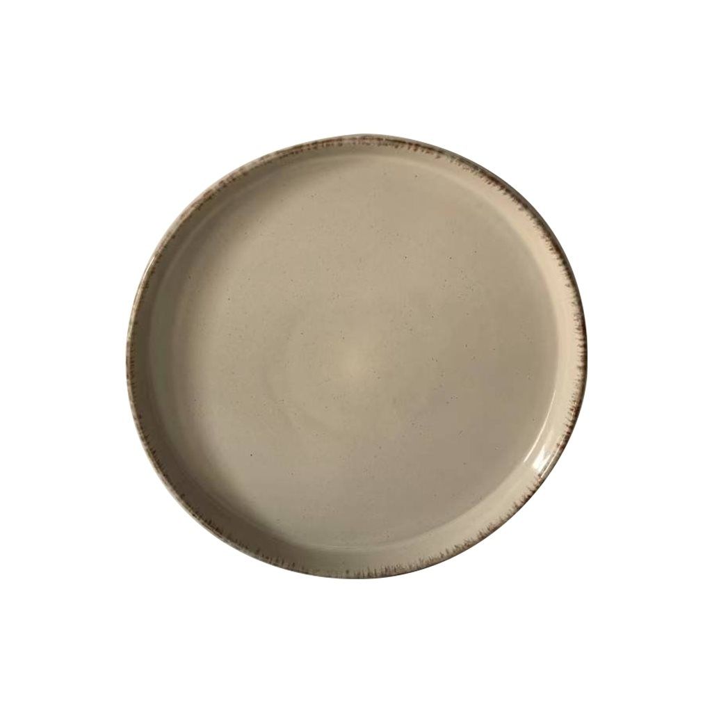 PLATO POSTRE 20CM BEIGE BORDE MARRON LOZA SELECTA