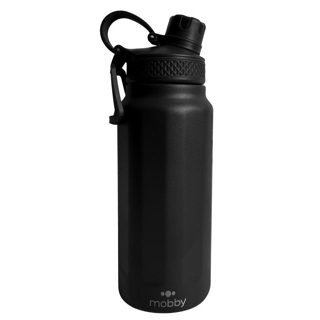 BOTELLA DEPORTIVA 750ML DOBLE PARED NEGRO MOBBY