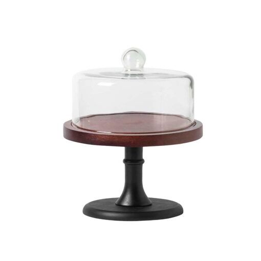 PLATO TORTA C/CAMPANA MADERA Y VIDRIO PRISMA
