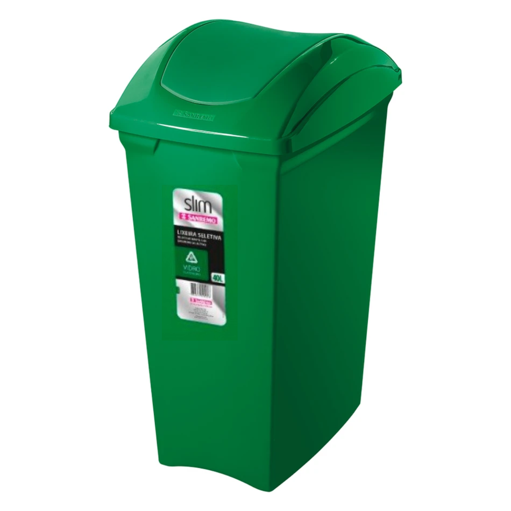 BASURERO SELECTIVO T/BASCULANTE VERDE 40 LT SANREMO
