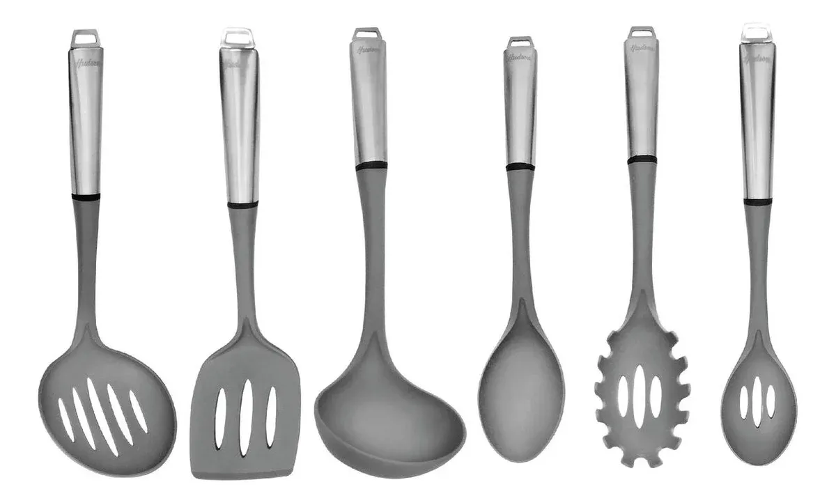 SET 6 UTENSILLOS DE NYLON GRIS HUDSON