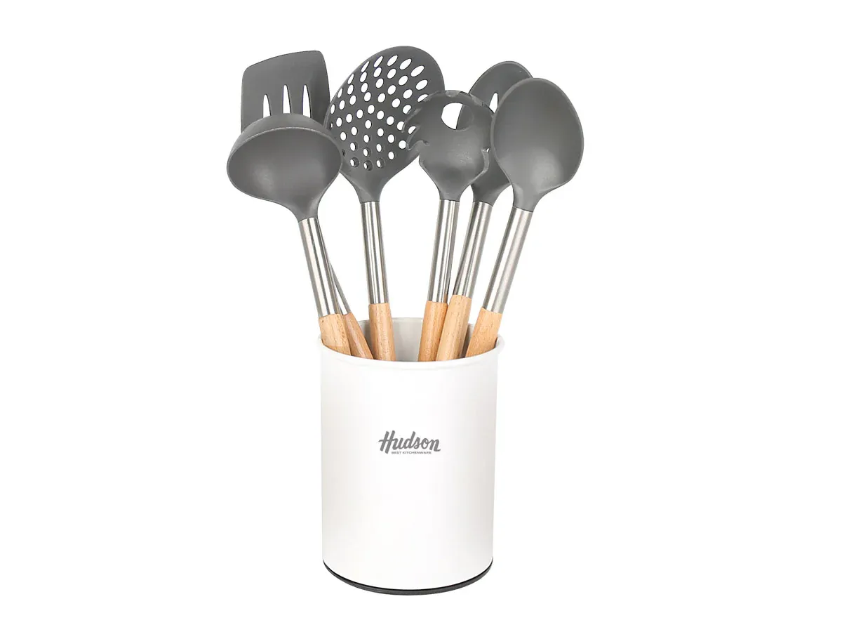 SET UTENSILLOS DE NYLON 7PIEZAS BASE GRIS HUDSON