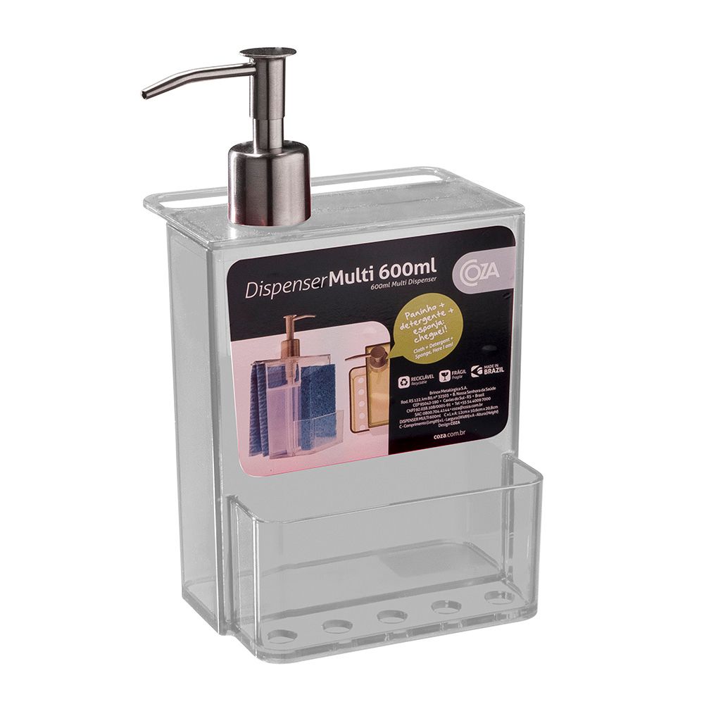DISPENSADOR DE JABON ACRILICO COZA 600ML