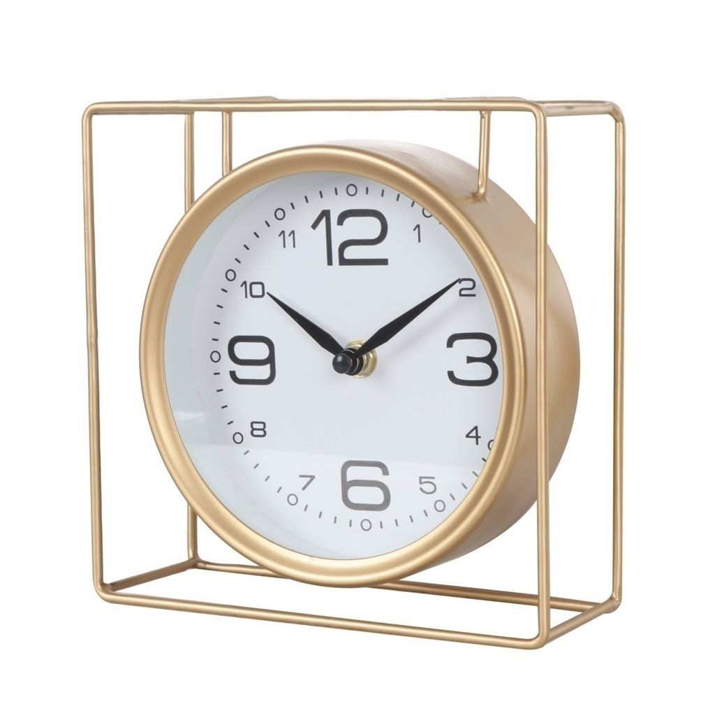 RELOJ DE MESA CIRCULO EN CUBO DORADO SELECTA