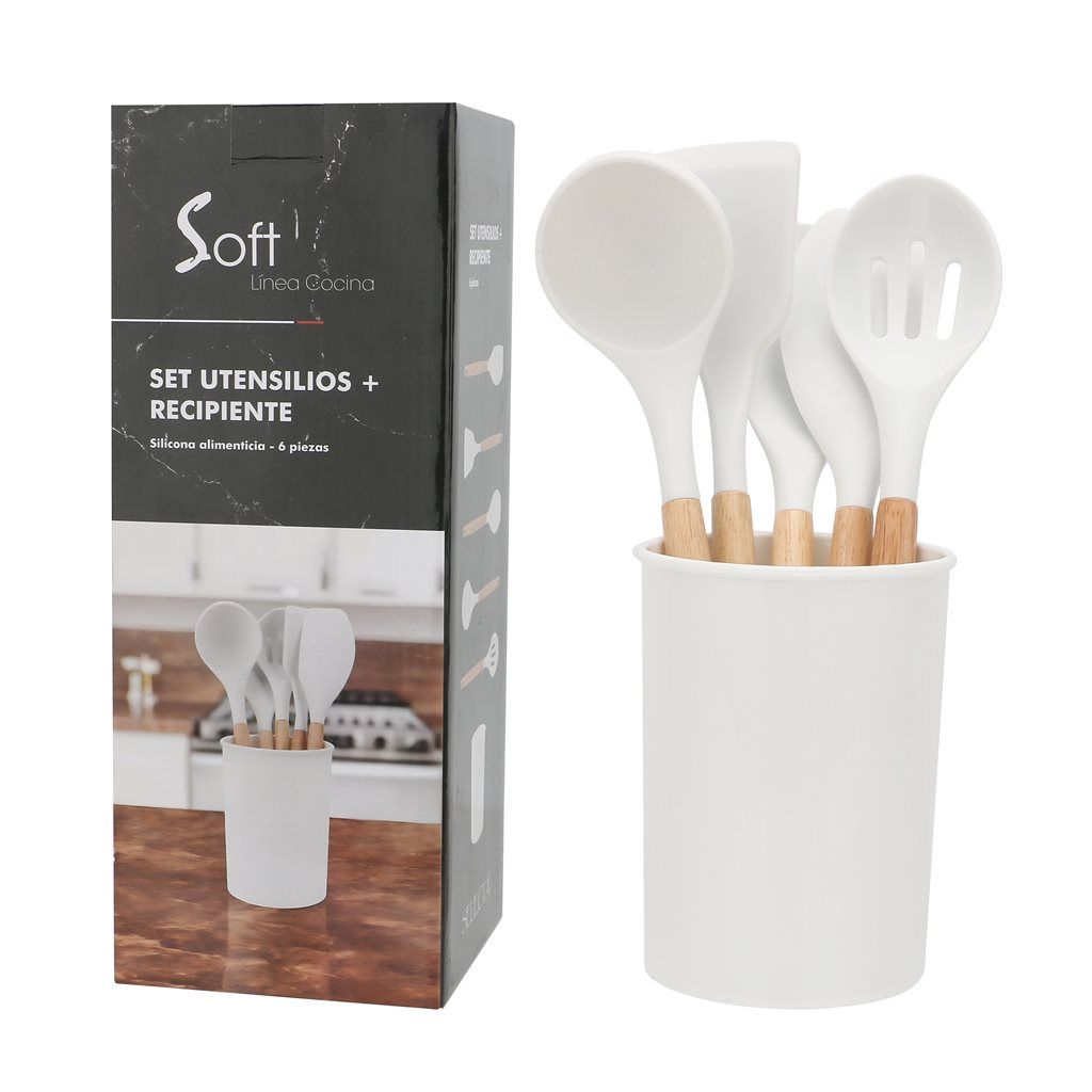 SET 6 PIEZAS MENAGE SILICONA BLANCO