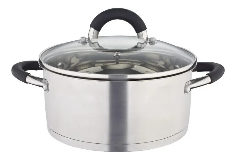 CACEROLA ACERO INOX 24CM TAPA VIDRIO HUDSON