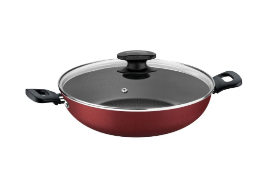 WOK 28CM LORETO BORDEAUX C/TAPA Y ASAS TRAMONTINA