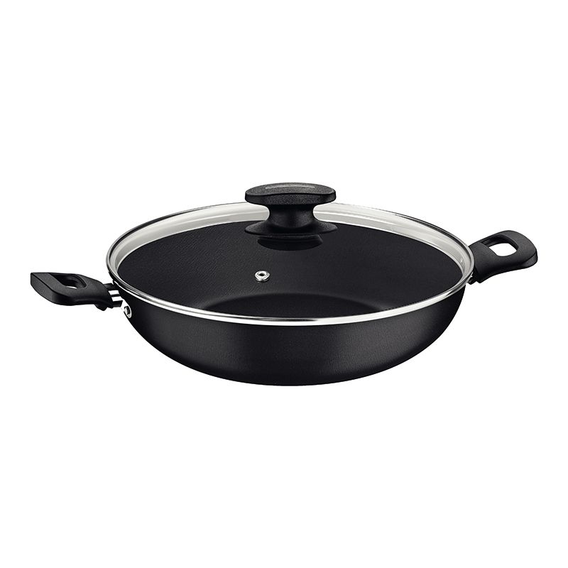 WOK 28CM LORETO NEGRO C/TAPA Y ASAS TRAMONTINA