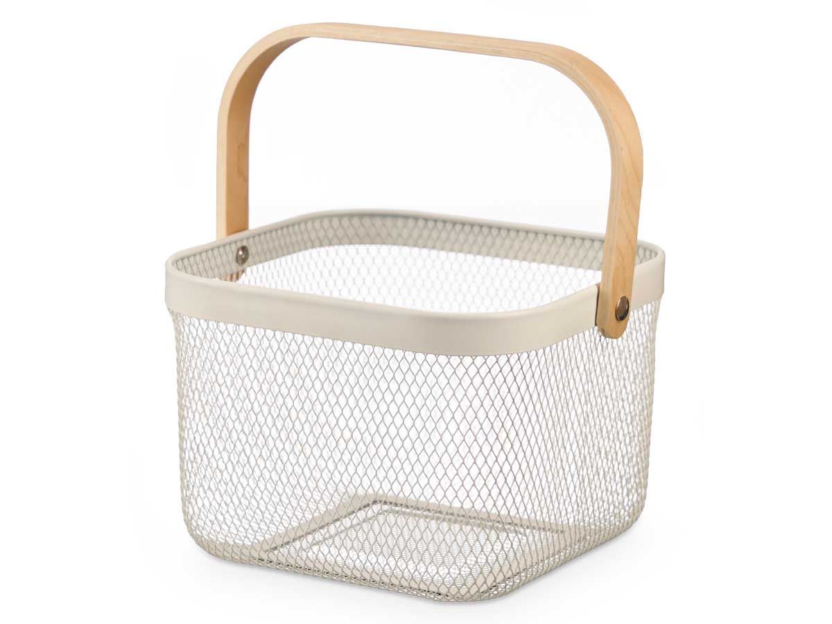 CESTA CUADRADA C/ASA MAD COLOR CREMA KINVARA