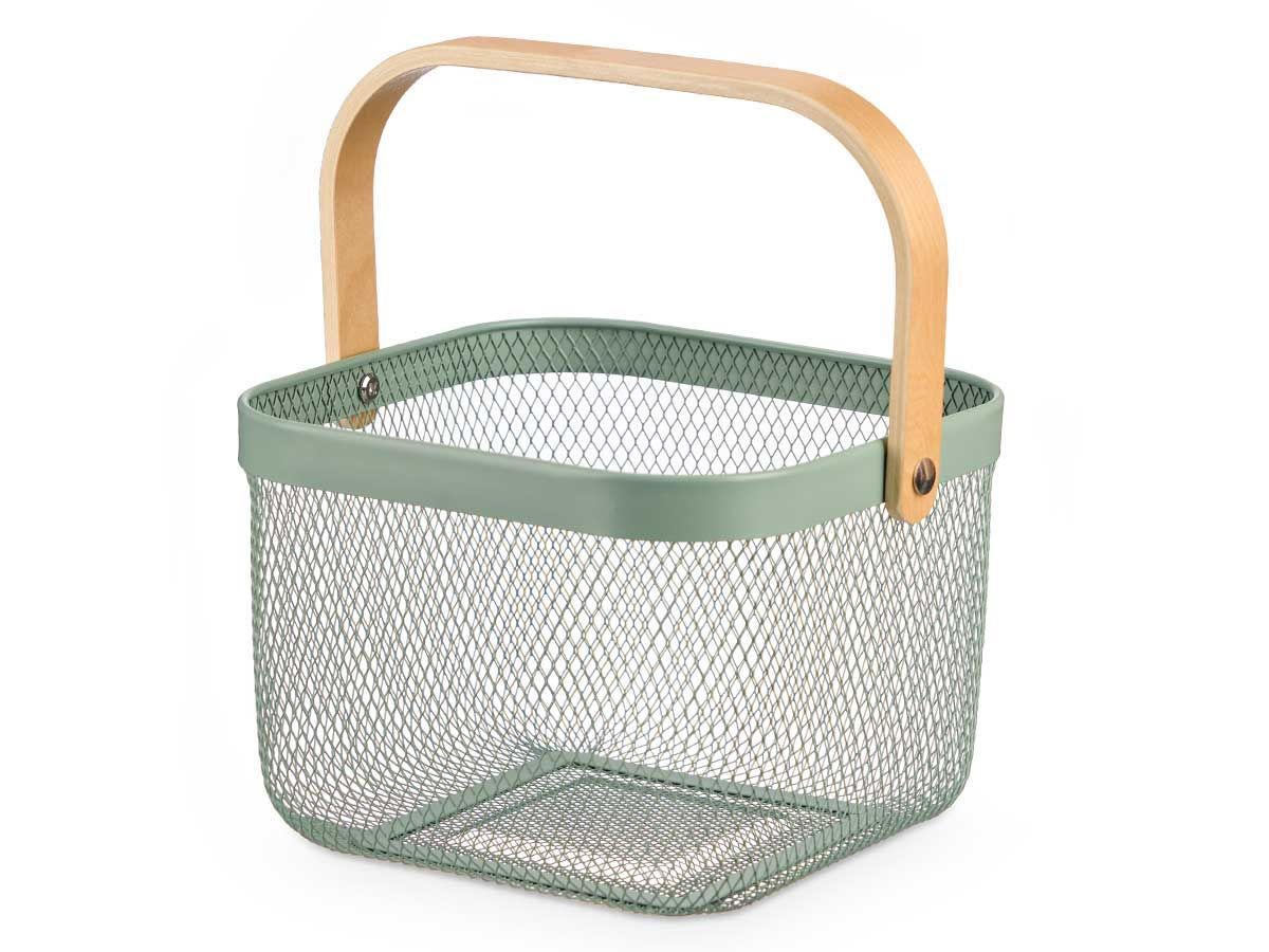 CESTA CUADRADA C/ASA MAD COLOR VERDE  KINVARA