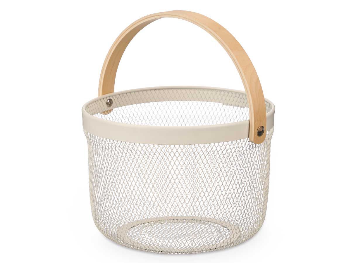 CESTA REDONDA C/ASA MAD COLOR CREMA KINVARA