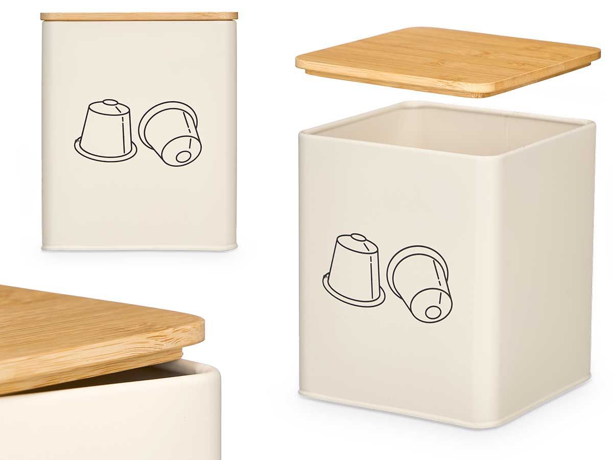 TARRO CON T/BAMBU PORTACAPSULA CREMA KINVARA