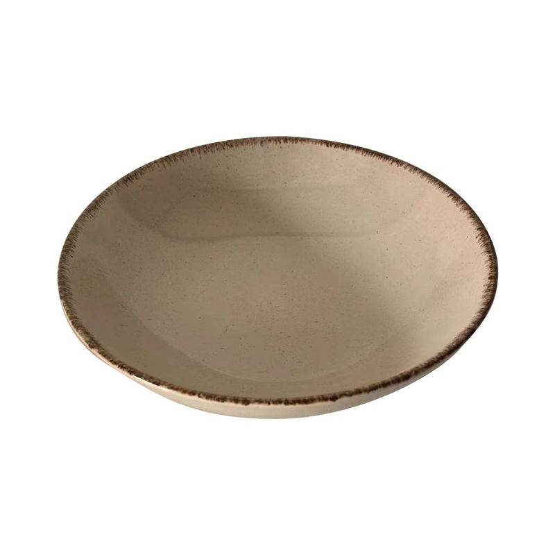 PLATO HONDO 20CM BEIGE BORDE MARRON LOZA SELECTA