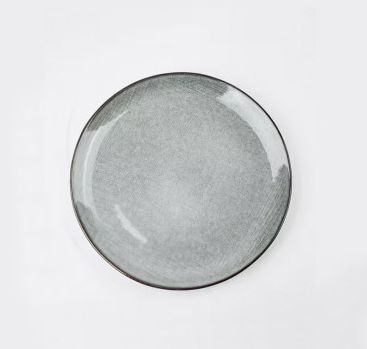PLATO CERAMICA POSTRE 20CM GRIS C/BORDE  BERTA B