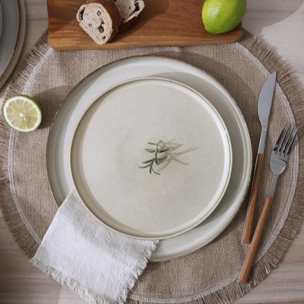 PLATO CERAMICA POSTRE 19CM BEIGE C/BORDE BERTA B