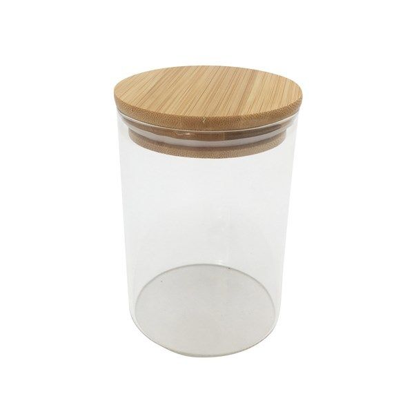 FRASCO VIDRIO TAPA BAMBU 650ML