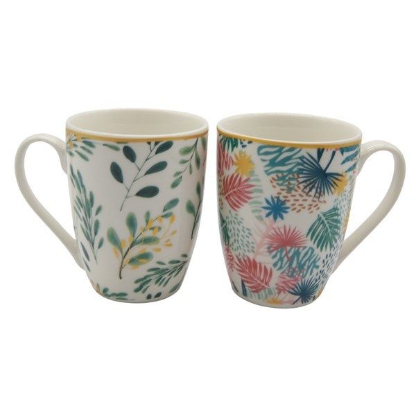 MUG LOZA DISEÑO HOJAS 280ML