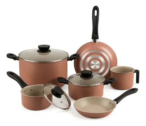 BATERIA COCINA 9 PZAS LINZ ROSA  TRAMONTINA
