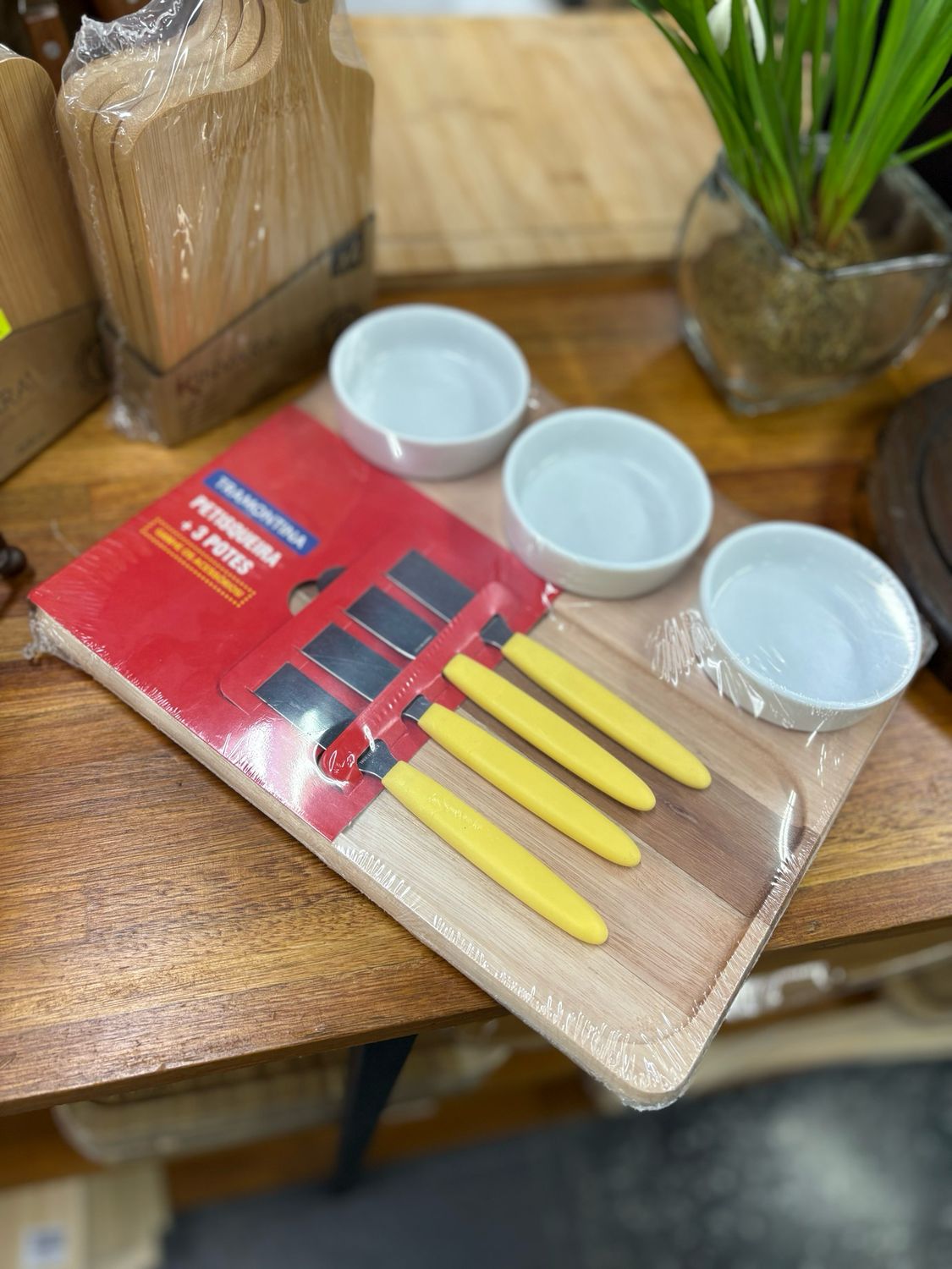 COPETINERO MADERA 3 POTES C/ESP UNTAR TRAMONTINA