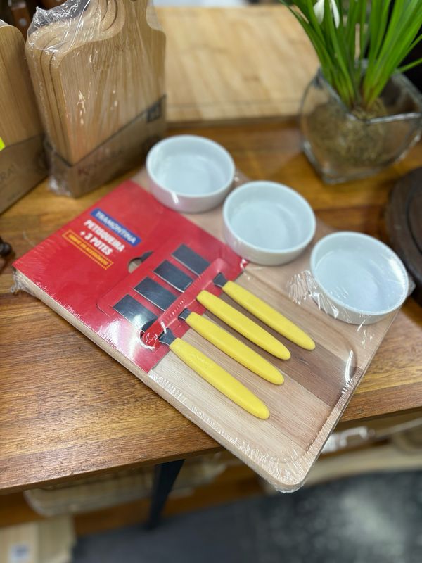 COPETINERO MADERA 3 POTES C/ESP UNTAR TRAMONTINA