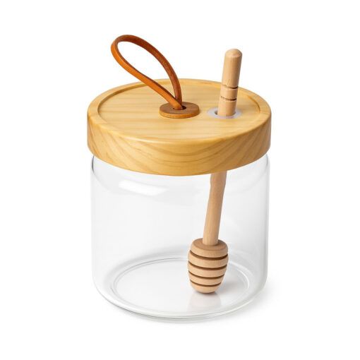 MIELERA 450ML C/TAPA Y CUCHARA DE MADERA