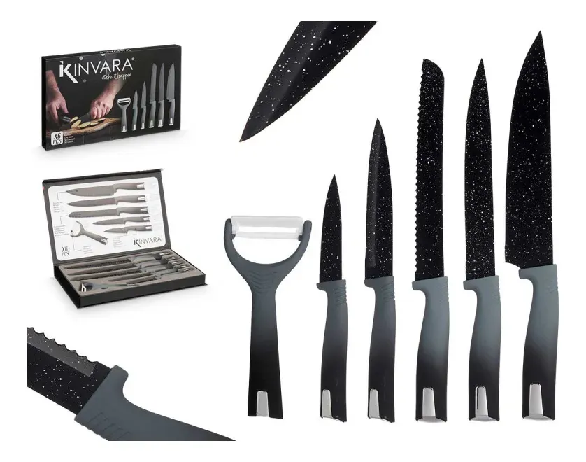SET 6PZAS  CUCHILLO Y PELADOR KINVARA