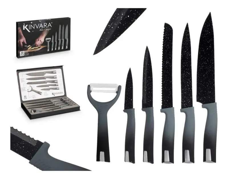SET 6PZAS  CUCHILLO Y PELADOR KINVARA