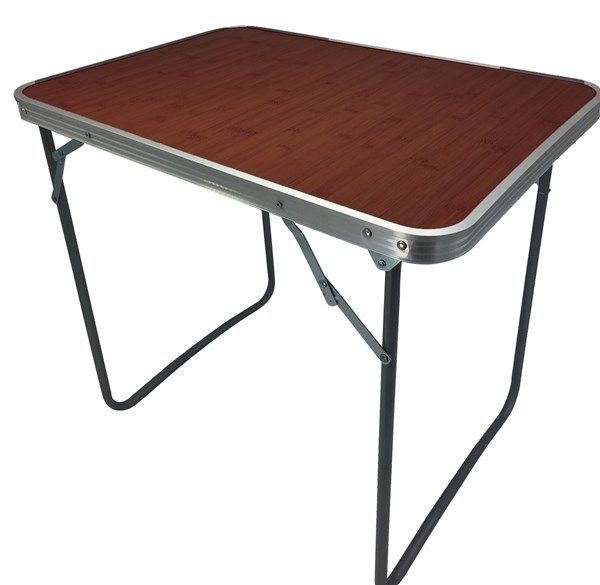 MESA PLEGABLE RECT ALUMINIO MADERA OSCURA