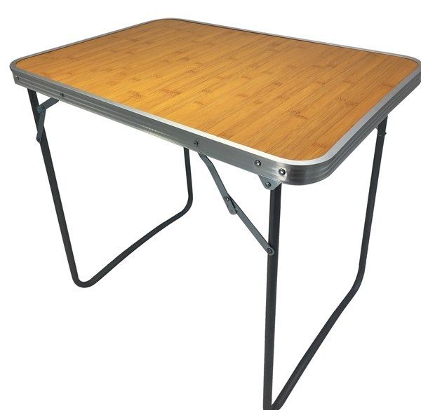 MESA PLEGABLE RECT ALUMINIO MADERA CLARA